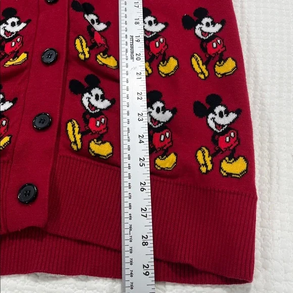 Disney Mickey Mouse Red Cardigan Sweater Sz small Graphic Knit Button Front - Picture 5 of 5